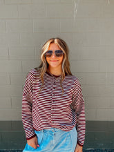 Load image into Gallery viewer, Striped Maroon Cozy Sweater - stretchy
