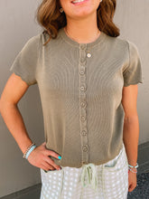 Load image into Gallery viewer, Olive Whimsey Scallop Button Down- stretch
