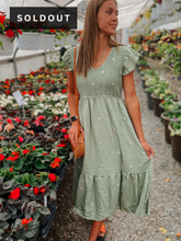 Load image into Gallery viewer, Sage Daisy Dash Dress- Stretchy
