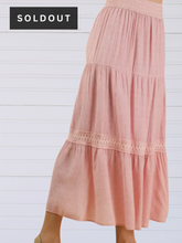 Load image into Gallery viewer, [SOLDOUT] Sweet Pink Tiered Smocked Skirt- Stretch Waist
