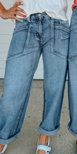 Load image into Gallery viewer, Trendsetter Subtle Barrel Denin Pants- mid rise
