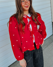 Load image into Gallery viewer, Hearts Collide Bow Tie Cardigan
