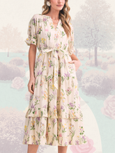 Load image into Gallery viewer, Ivory Emmie Floral Dress- elastic waist
