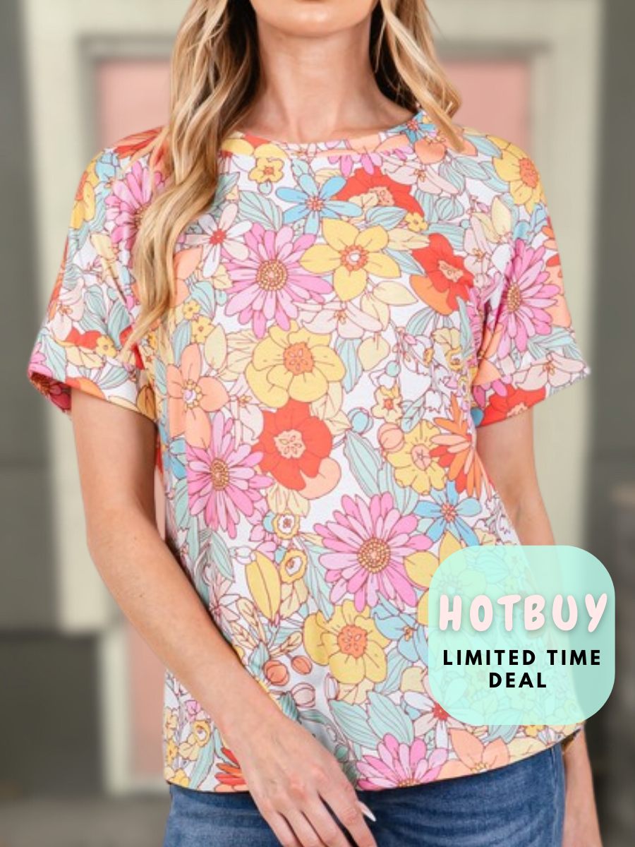 Happy Floral Summer Top - stretch