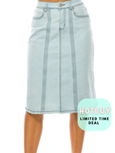 Load image into Gallery viewer, Henisee Light Wash Denim Skirt-Stretchy
