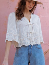 Load image into Gallery viewer, Emmie Bowtie Lace Blouse
