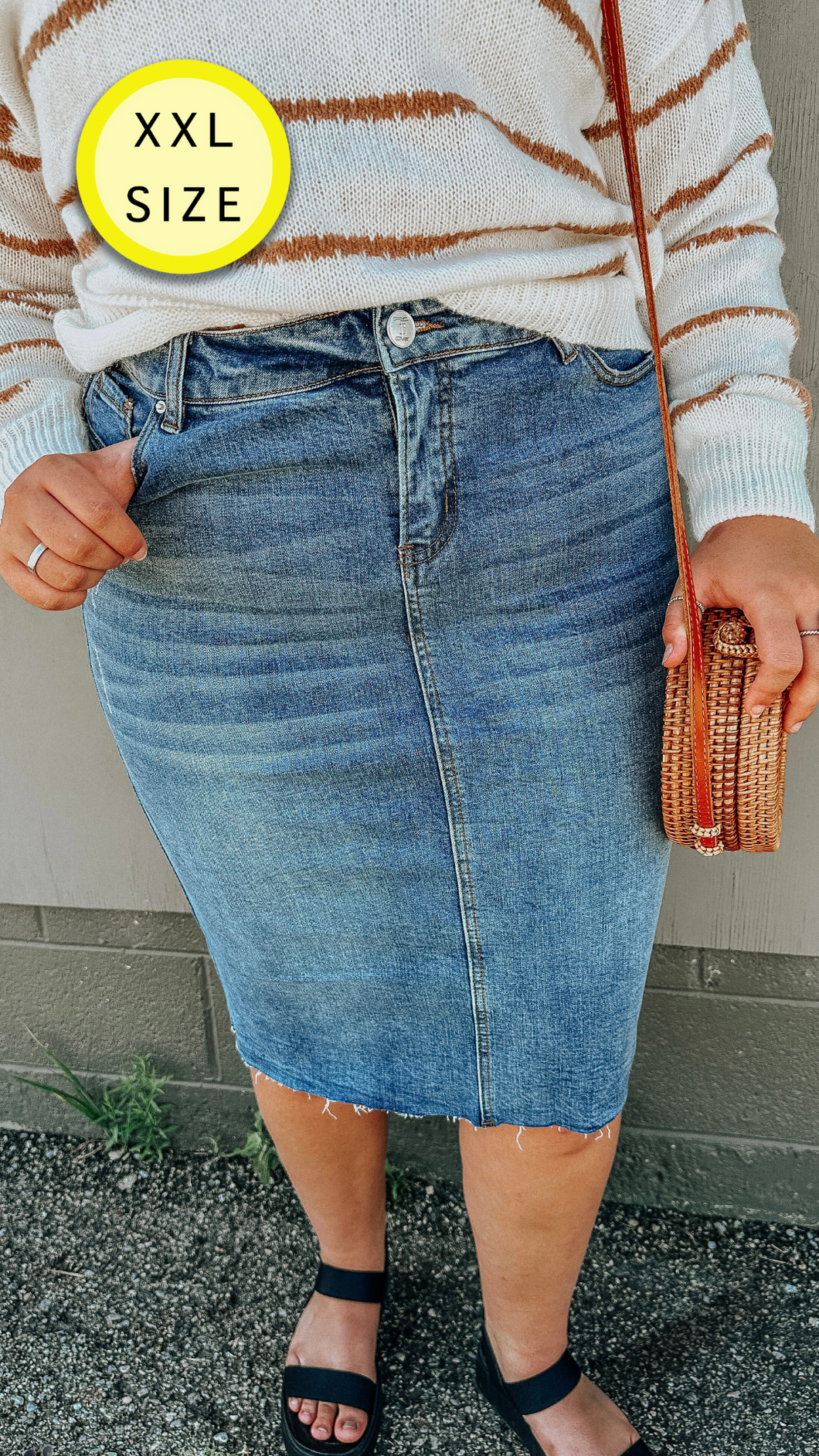 XXL Trendy Denim Skirt- Stretch