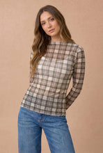 Load image into Gallery viewer, Plaid Prep Cream Mesh Top
