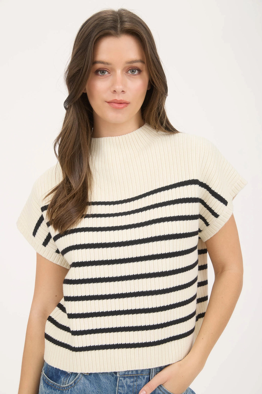Dash Stripe Sweater Top - stretch