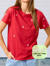 Load image into Gallery viewer, Stars N Red Cotton Top - stretch
