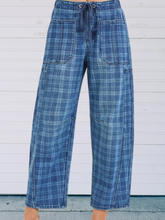 Load image into Gallery viewer, Prep Plaid Rope Barrel Tie Denim Pants
