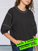Load image into Gallery viewer, Livvy Black Cotton Top - stretch (Copy)
