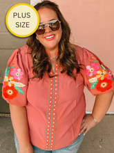 Load image into Gallery viewer, [PLUS] Maeve Embroidered Blouse-chiffon
