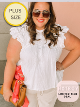 Load image into Gallery viewer, [PLUS] Emery White Scrunched Knit Blouse- Stretch
