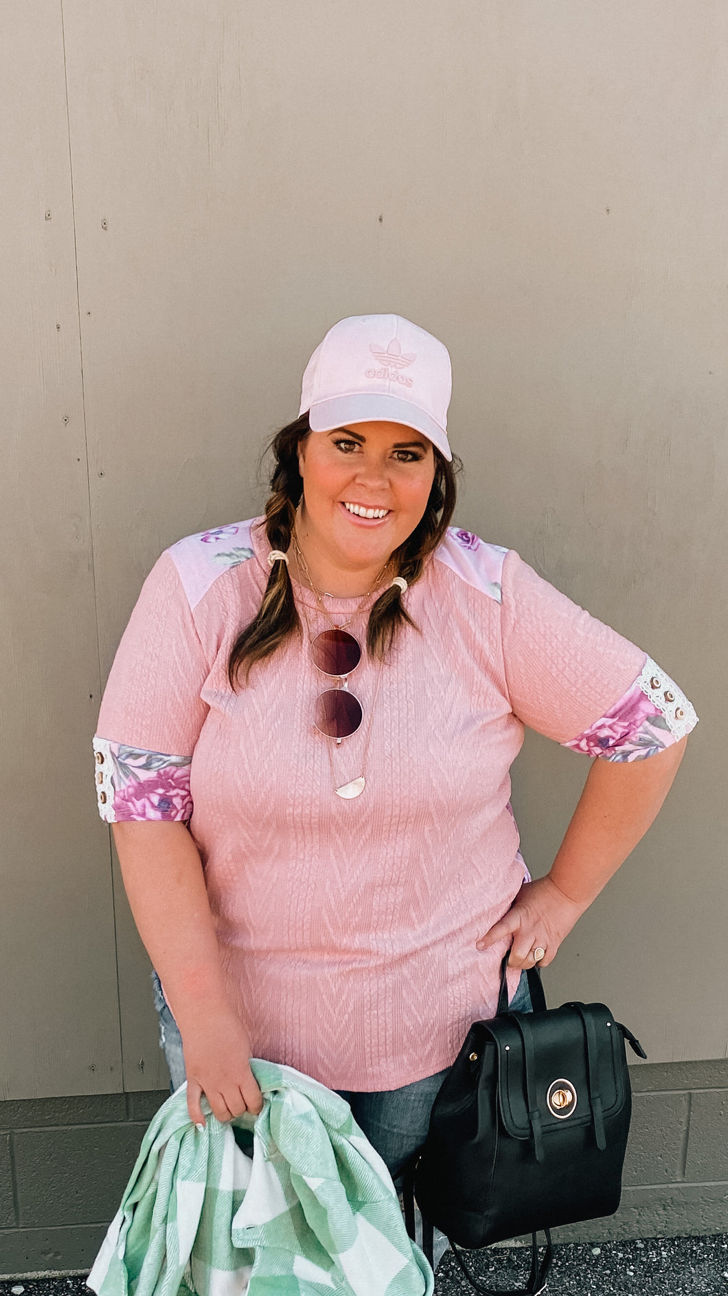 [PLUS SIZE] Peony Pink Baseball Top- Stretchy