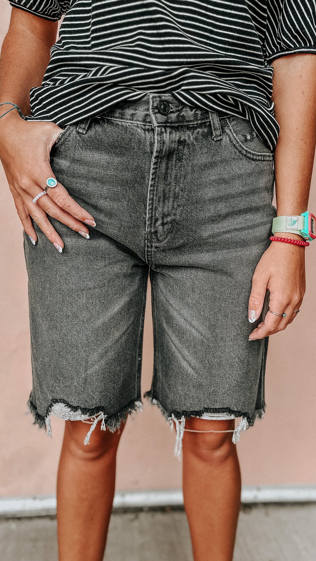 Midnight Bermuda Shorts- High Rise